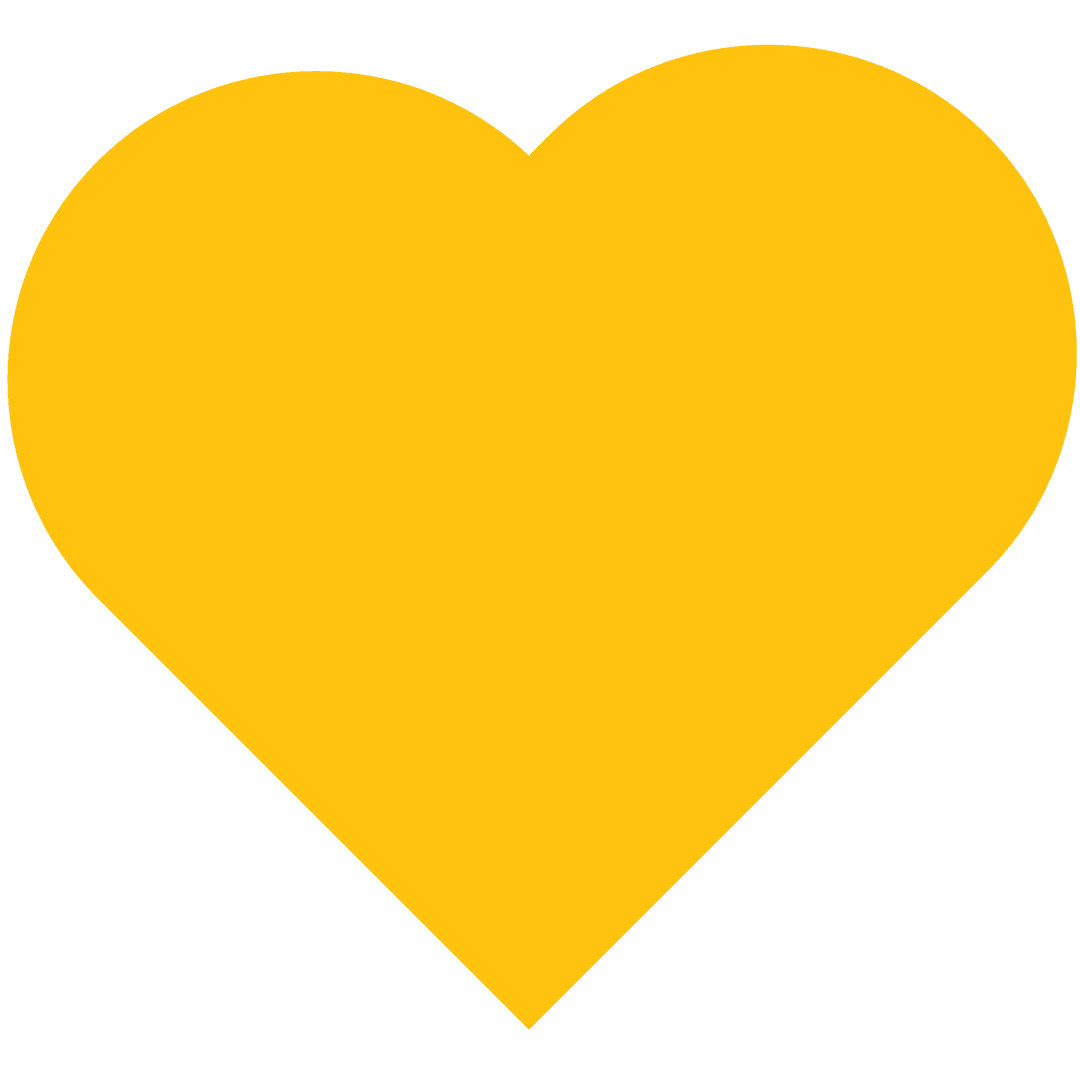 Yellow Heart Shape on Transparent Background for Love Concepts