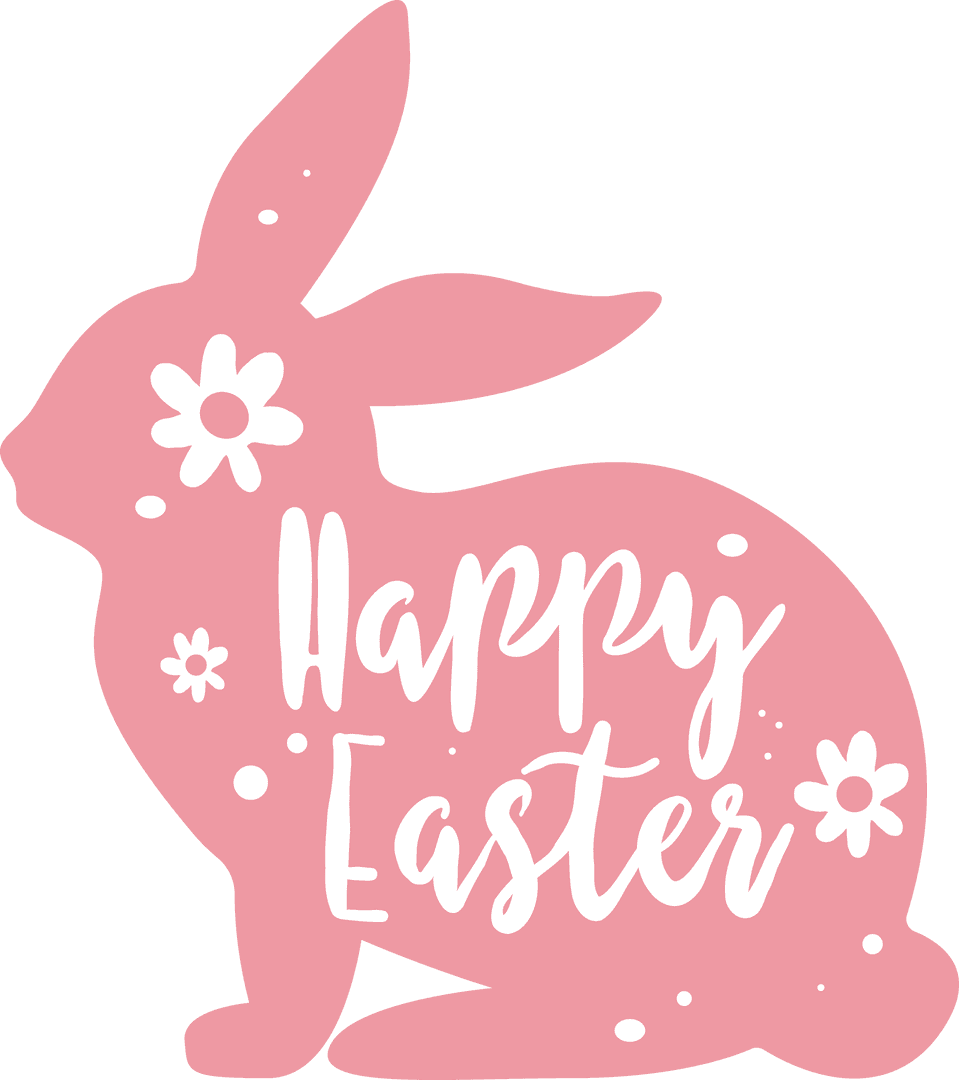 Transparent Pink Rabbit with Happy Easter Text