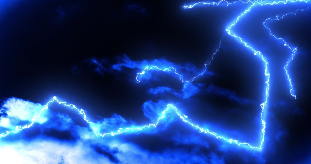 Glowing Blue Lightning Bolts in Dark Sky - Free Images, Stock Photos and Pictures on Pikwizard.com