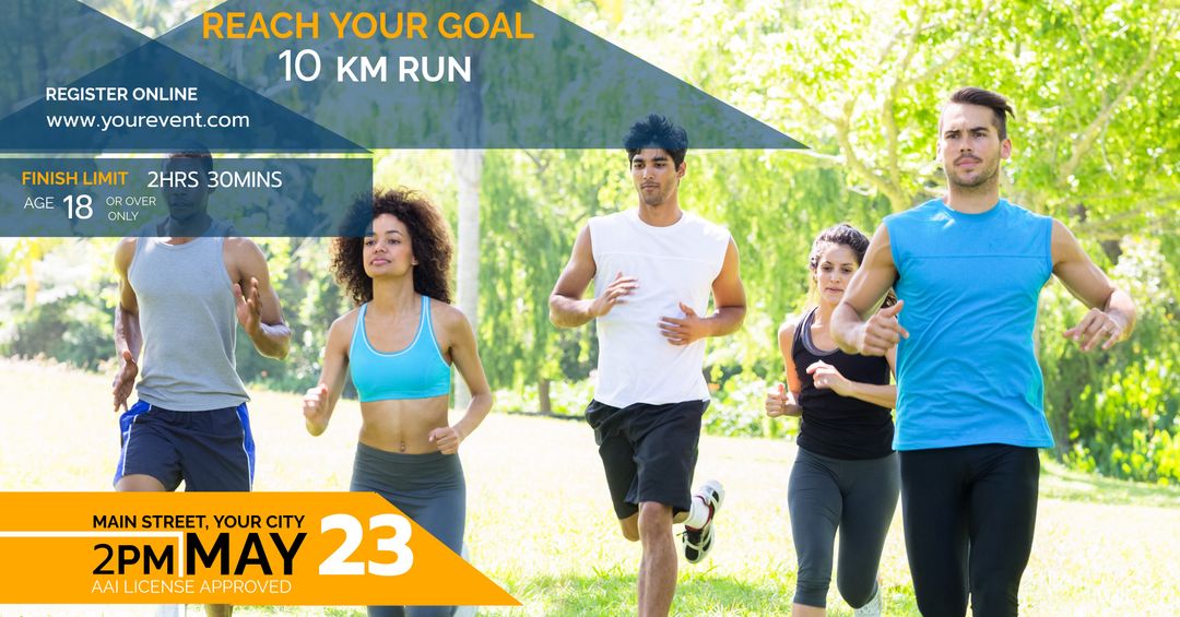 Diverse Group Participating in Outdoor 10K Run Event