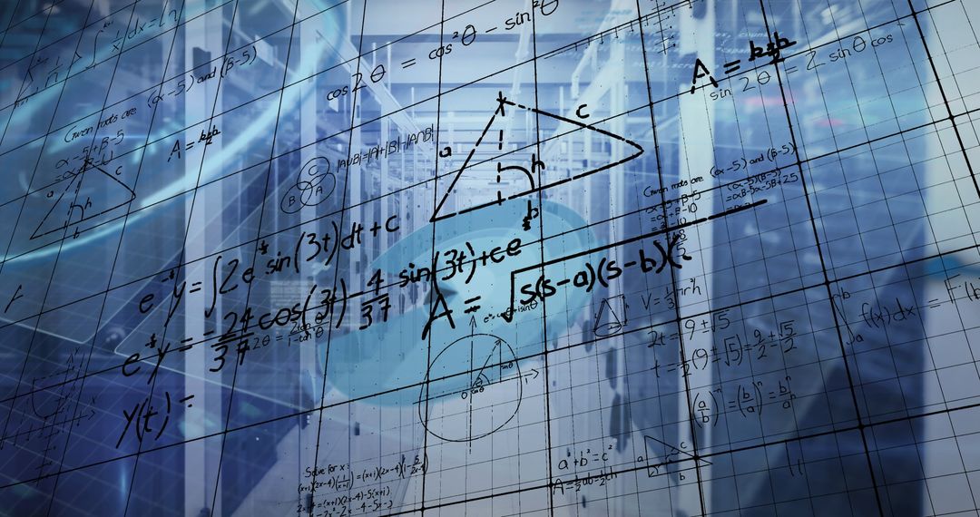 Mathematical Equations Overlay on Industrial Background