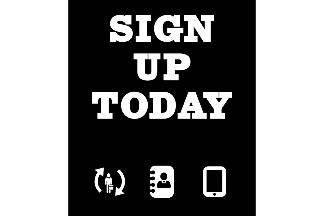 Transparent Sign Up Message with Icons and Clear Background