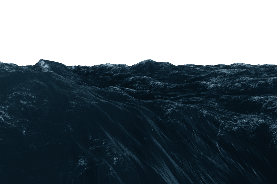 Realistic Blue Sea Waves on Transparent Background