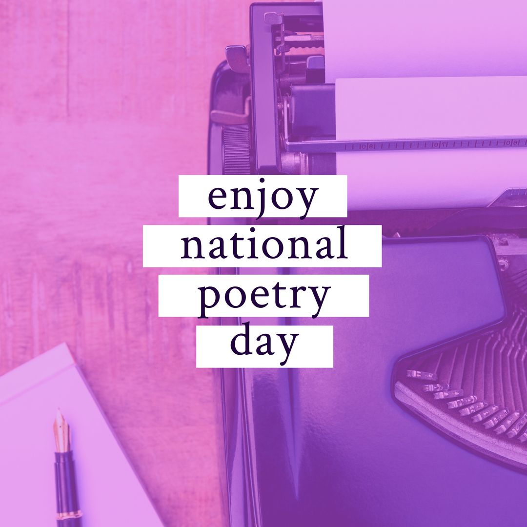 Composition of enjoy national poetry day text over typewriter - Download Free Stock Templates Pikwizard.com