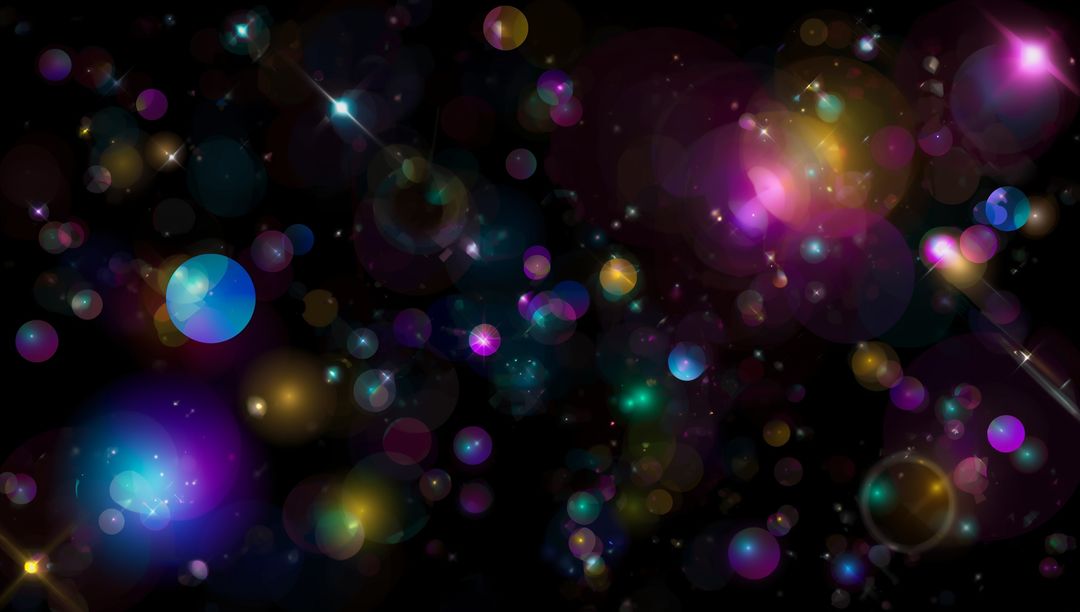 Multicolored Floating Bokeh Lights in Dark Atmosphere