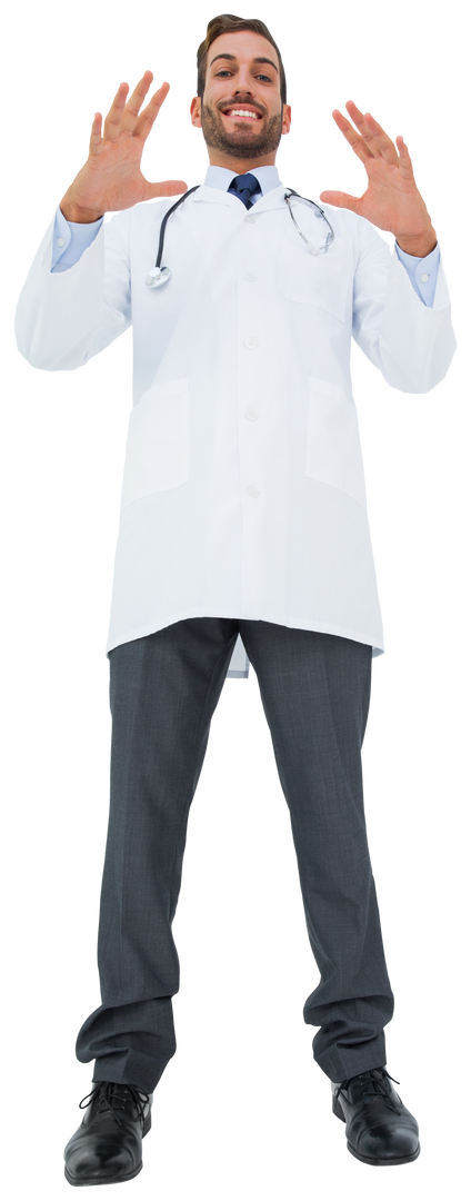 Caucasian Male Doctor Touching Virtual Screen on Transparent Background - Download Free Stock Images Pikwizard.com