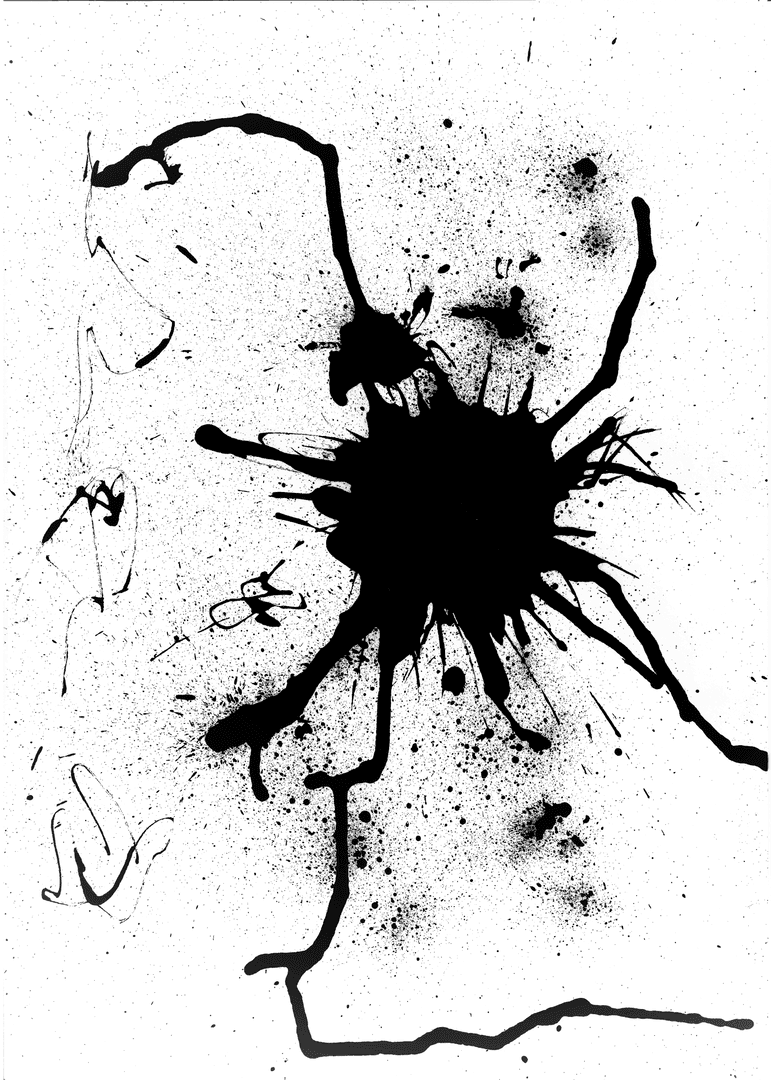 Abstract Black Ink Stain on Transparent Background Design