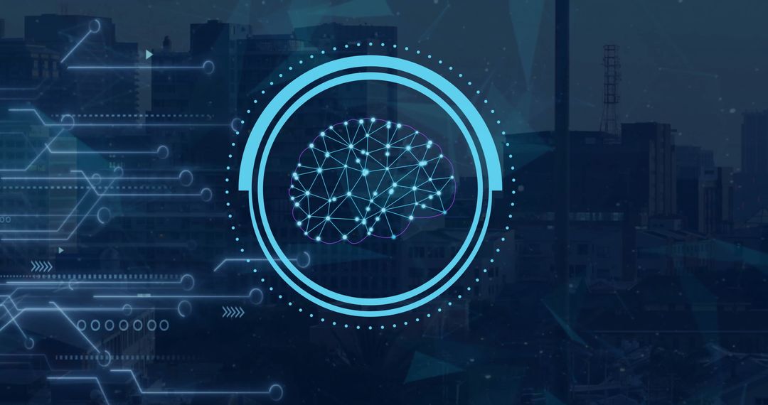 Digital Brain AI Integration in Futuristic Urban Landscape