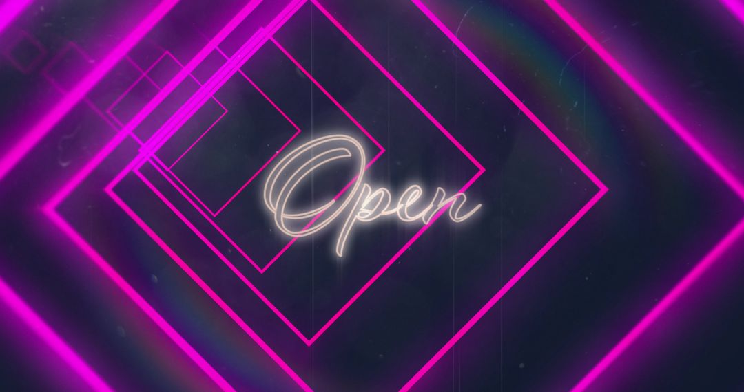 Vibrant Neon Pink Geometric Shapes with Open Text