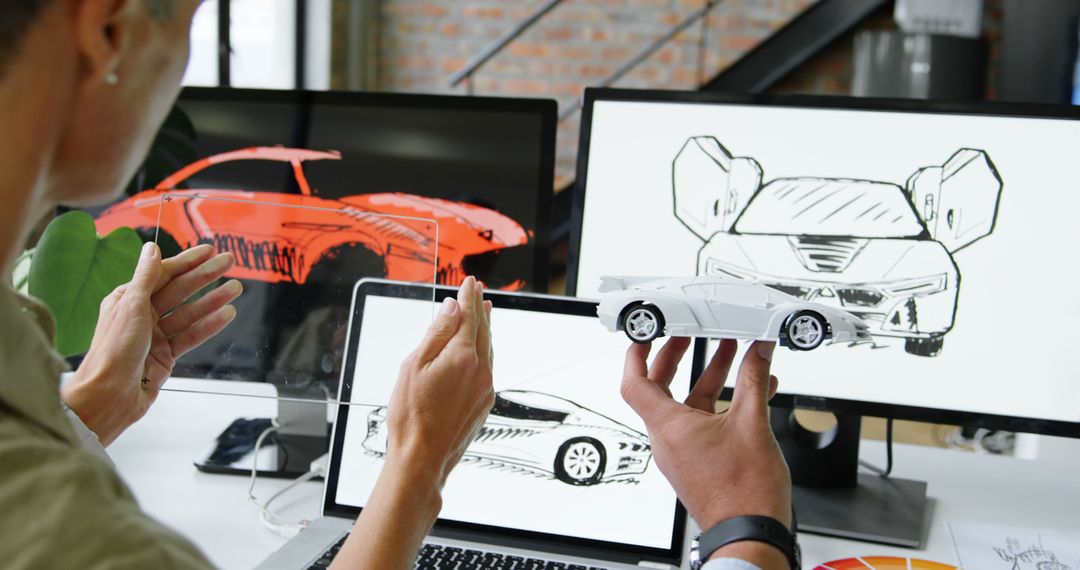 Innovative Car Designer Creating 3D Concept Models in Modern Office - Free Images, Stock Photos and Pictures on Pikwizard.com