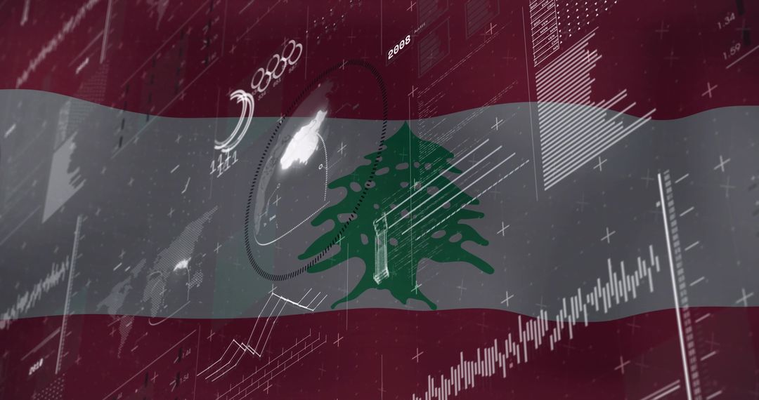 Lebanon Tech and Finance Dashboard with Cedar Emblem Overlay