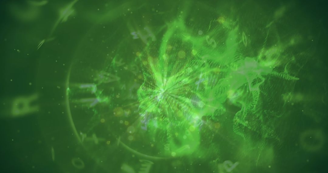 Abstract Green Digital Network Swirl in Motion
