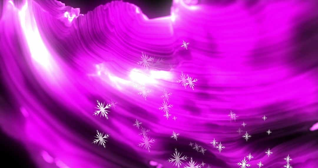 Digital Snowflakes on Purple Wave Background Unleashes Serenity