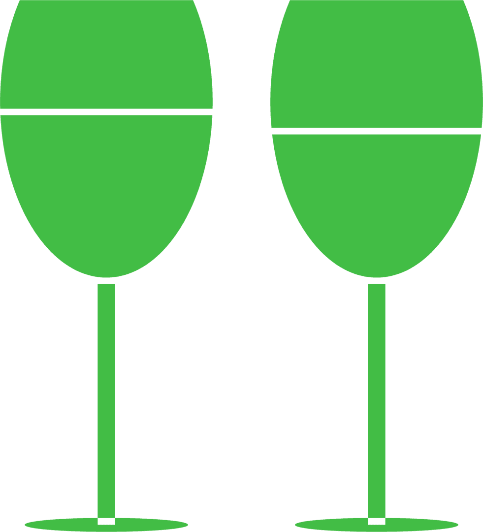 Green Wine Glasses on Transparent Background Celebratory Vector Illustration