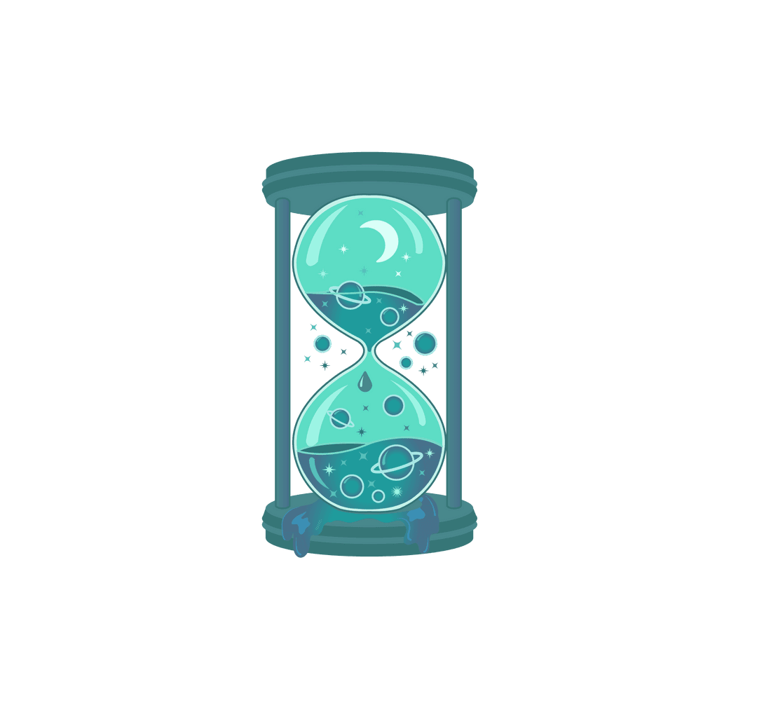 Cosmic Hourglass Illustration on Transparent Background