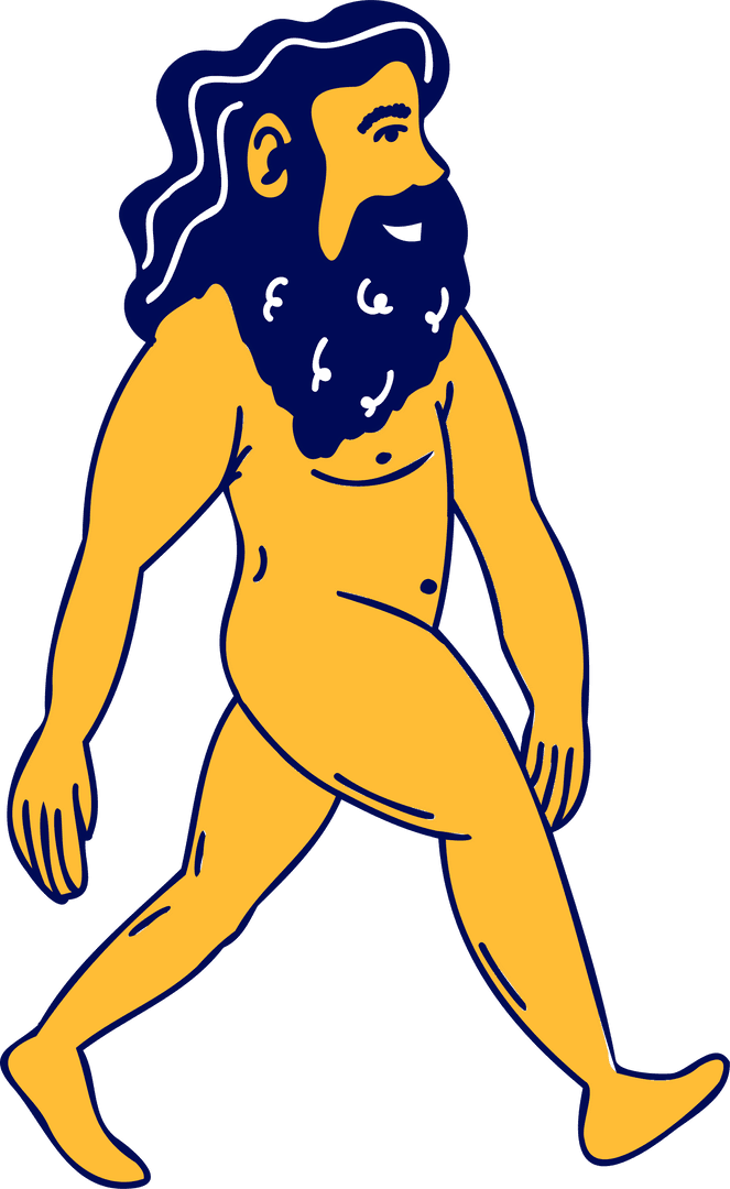 Minimalistic Bearded Man Walking Animation on Transparent Background