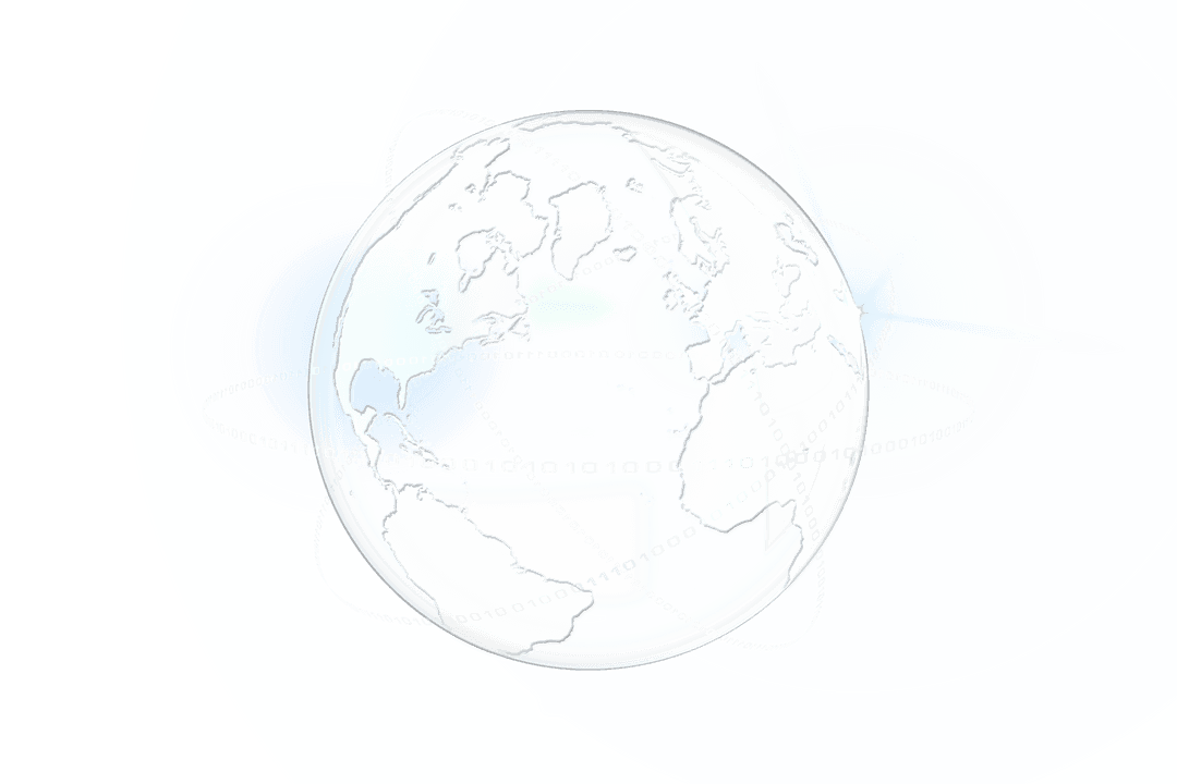 Transparent Globe with Digital Abstract Design on White Background
