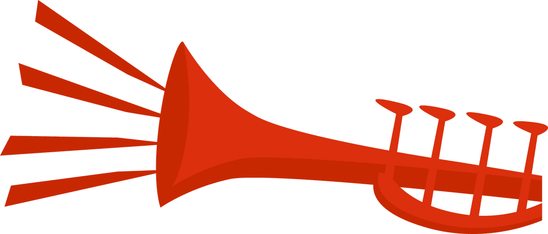 Red Trumpet Illustration Emitting Sound On Transparent Background