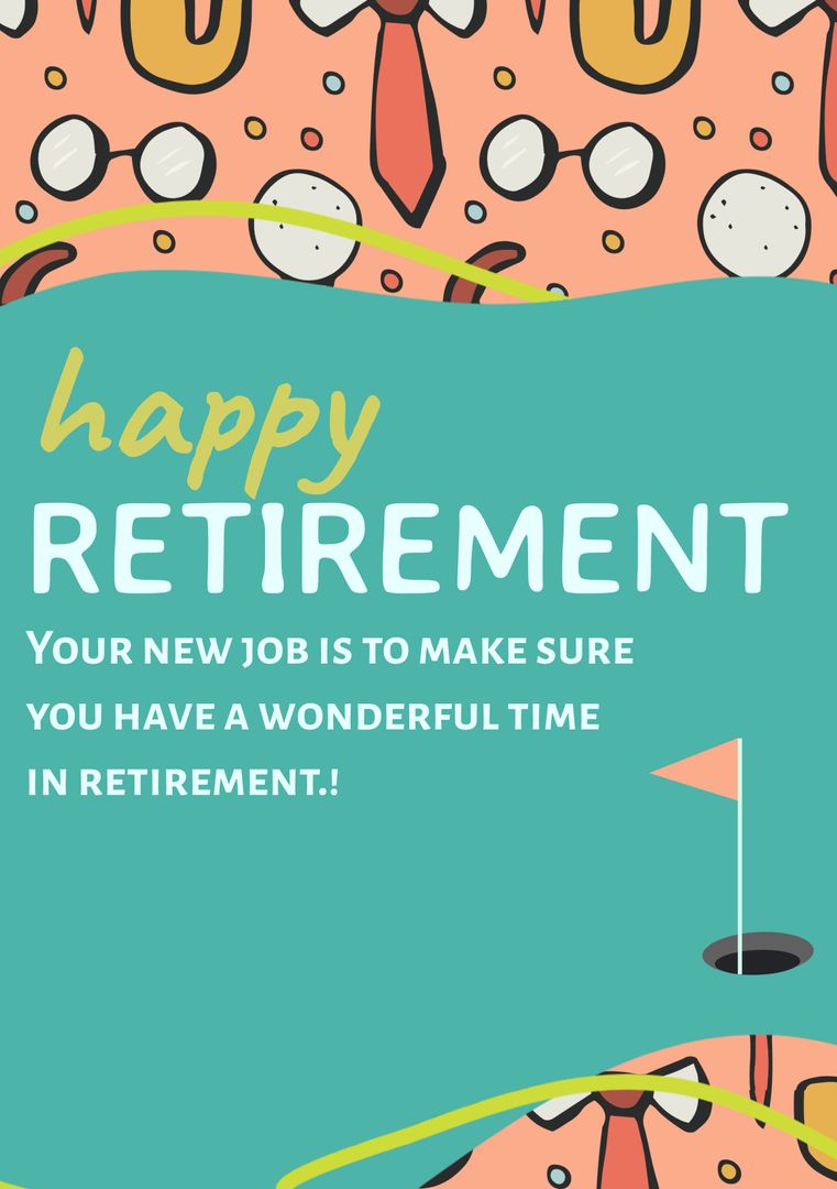 Vibrant Golf-Themed Happy Retirement Card with Inspirational Message - Download Free Stock Templates Pikwizard.com
