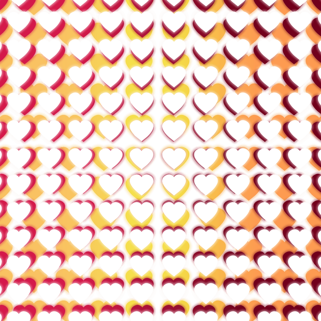 Transparent Digital Array of White Hearts and Vibrant Background