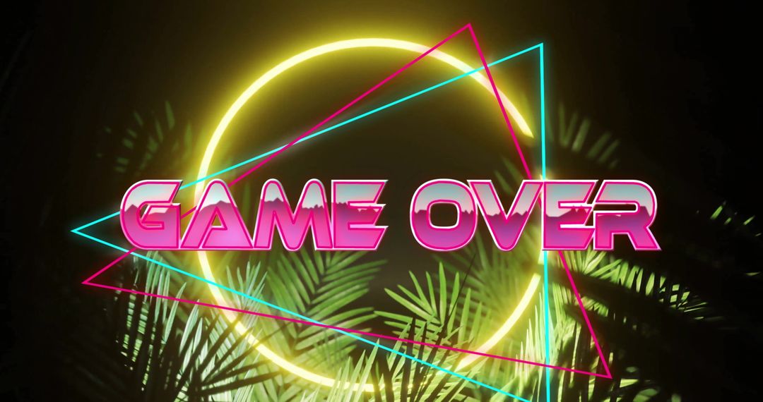 Retro Neon Game Over Sign with Tropical Vibes
