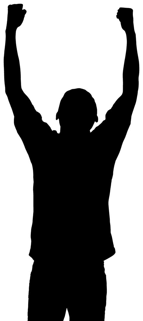 Man Raising Hands Silhouette Isolated on Transparent Background