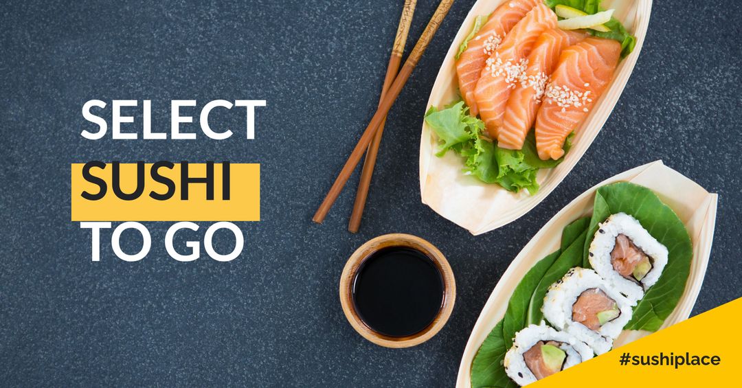 Sushi Takeaway Selection with Chopsticks and Soy Sauce