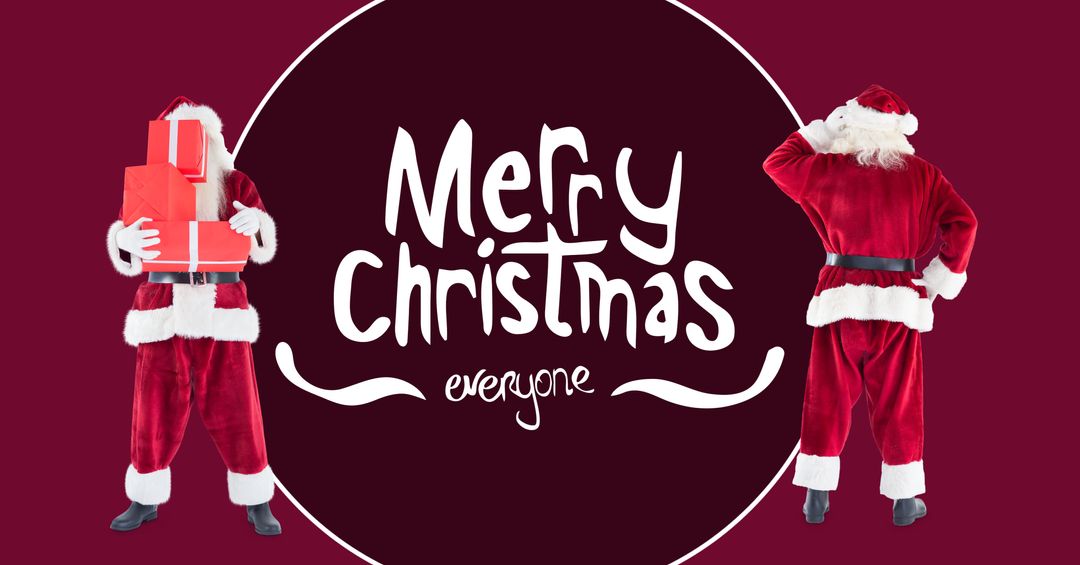 Merry Christmas Greeting with Festive Santa Figures