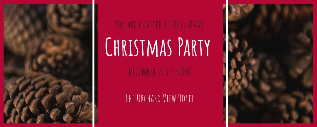 Christmas Party Invitation with Pinecone Holiday Theme