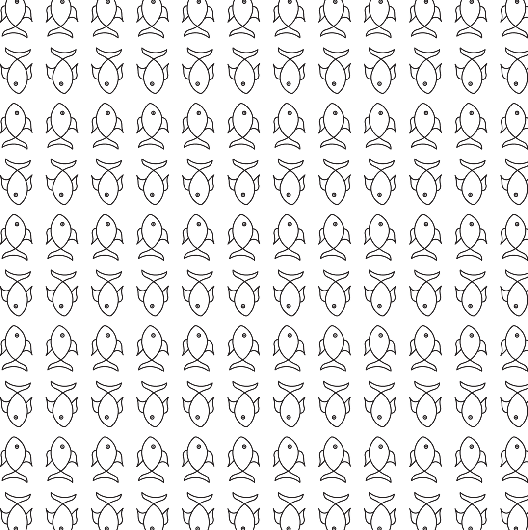 Seamless Fish Pattern Silhouettes on Transparent Background