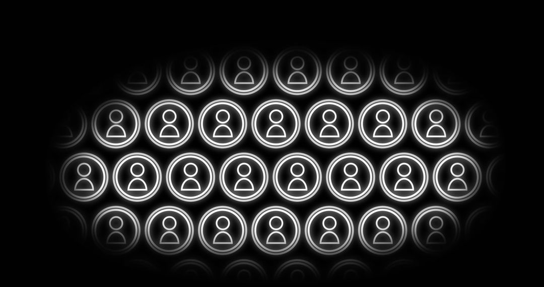 Seamless Oval Motion of Vector People Icons on Black Background