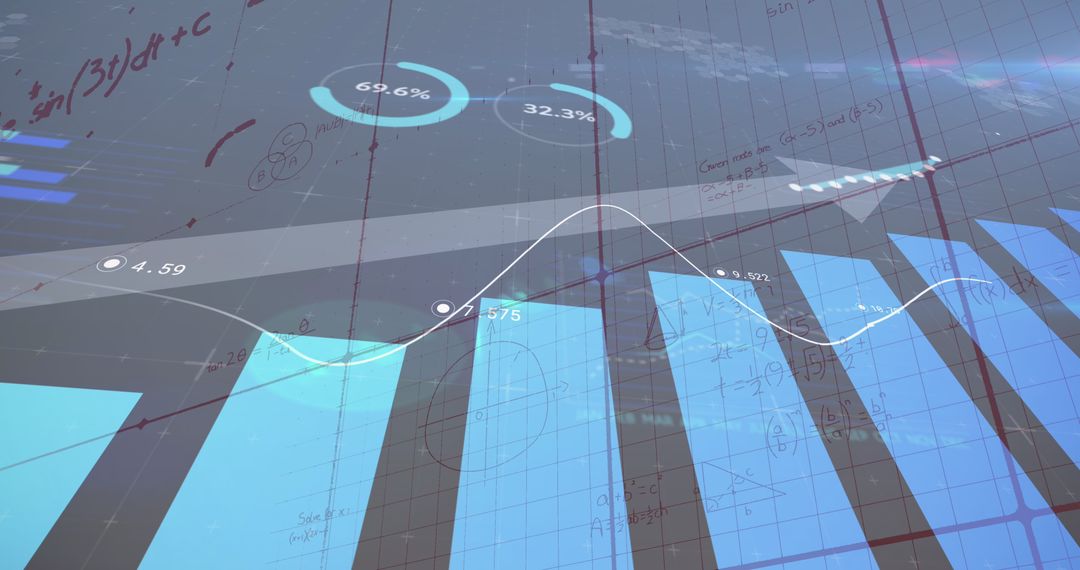 Financial Analysis Graphic Overlay on Mathematical Equations