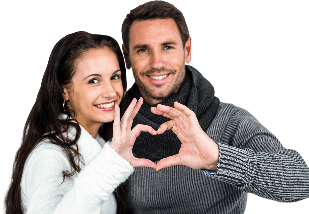 Smiling Couple Making Heart Shape Transparent Background