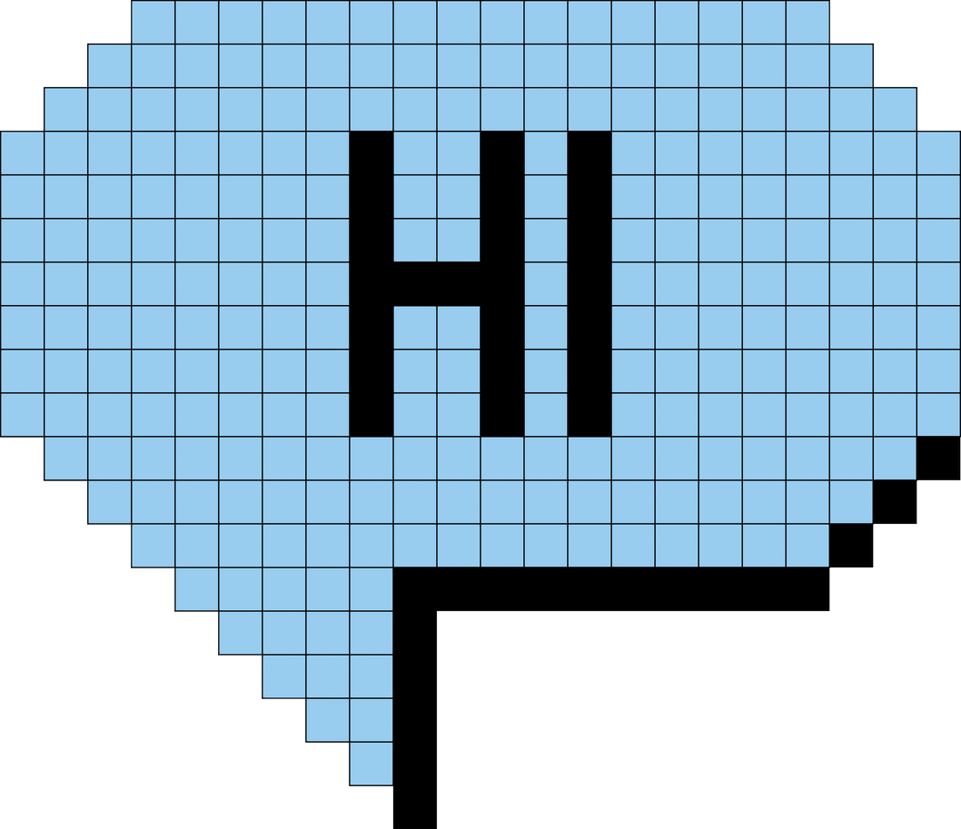 Pixelated Blue Speech Bubble with Hi Text on Transparent Background - Download Free Stock Images Pikwizard.com