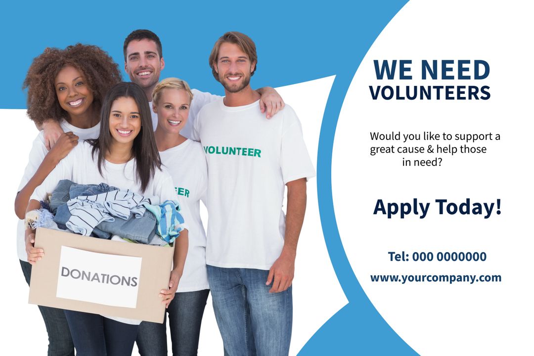 Diverse Volunteers Promoting Community Service and Support