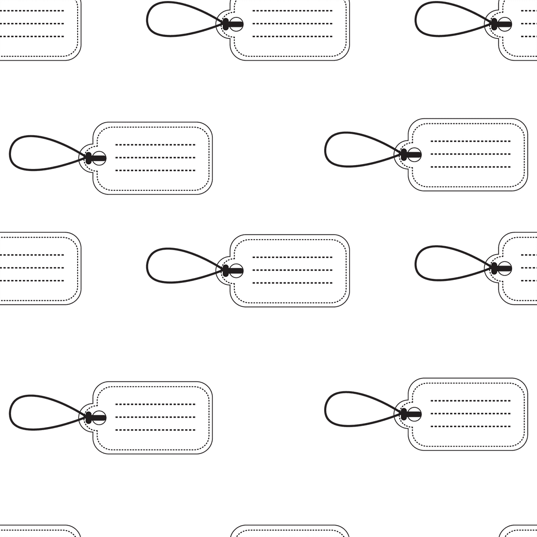 Abstract White Tags Pattern on Transparent Background