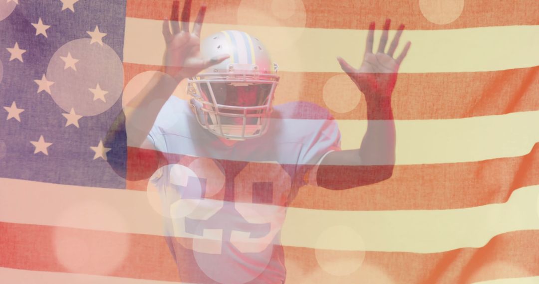 American Football Player in Front of USA Flag Representation - Free Images, Stock Photos and Pictures on Pikwizard.com