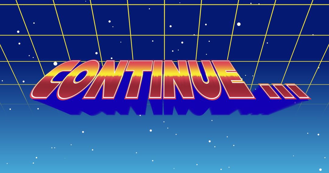 Retro Futuristic Continue Screen with Starry Galaxy