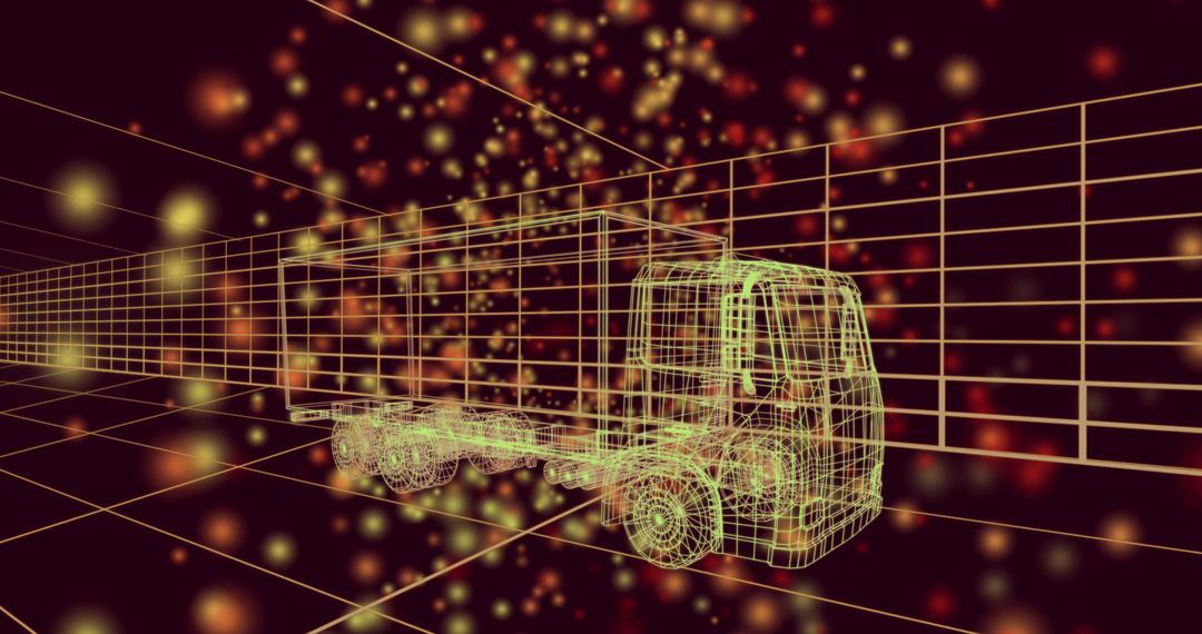 Digital Future Modern Semi-Truck Design Concept with Grid Background