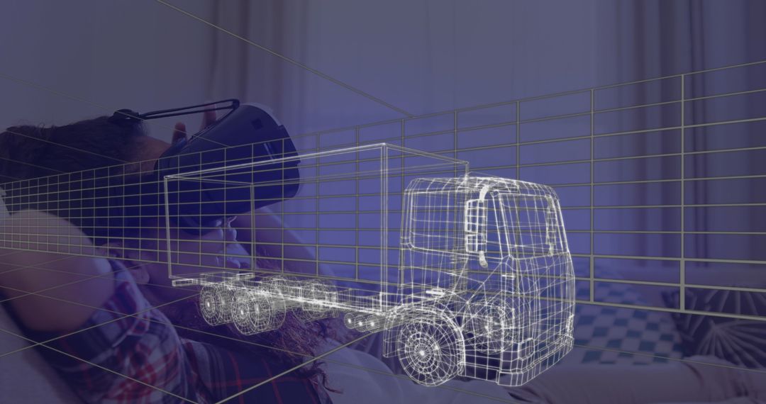 Woman Exploring Truck Design Using Virtual Reality at Home