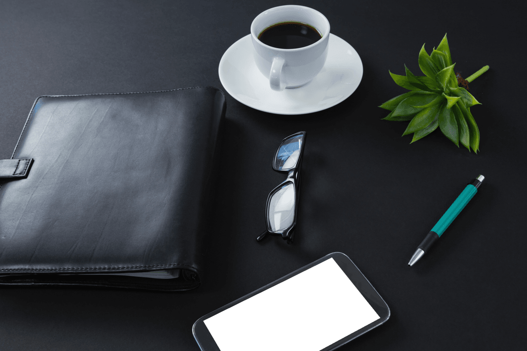 Transparent Office Desk Essentials Coffee Glasses Pen Phone Folder