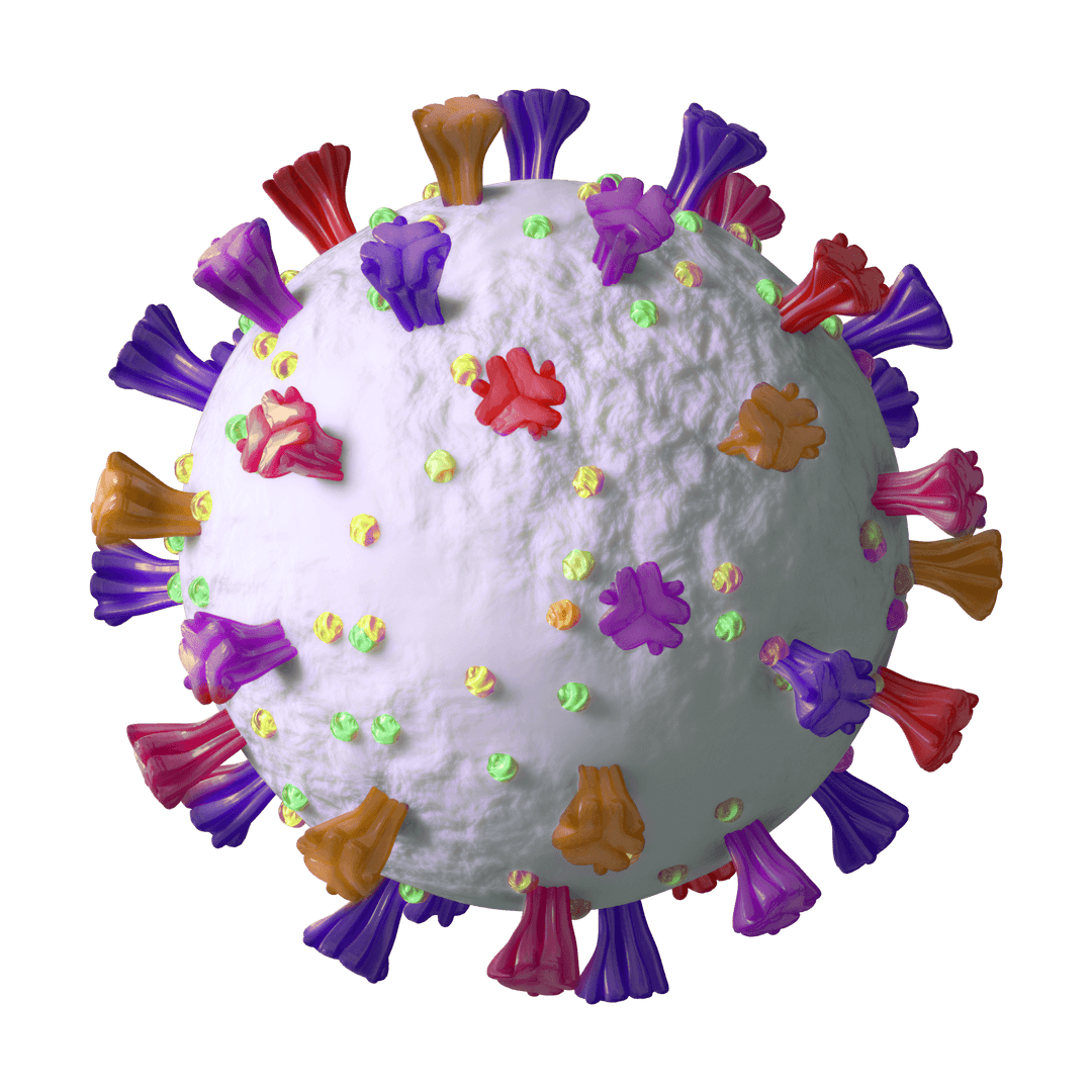 Colorful Virus Illustration on Transparent Background