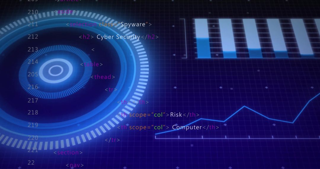 Futuristic Data Processing Interface with Cyber Technology Elements