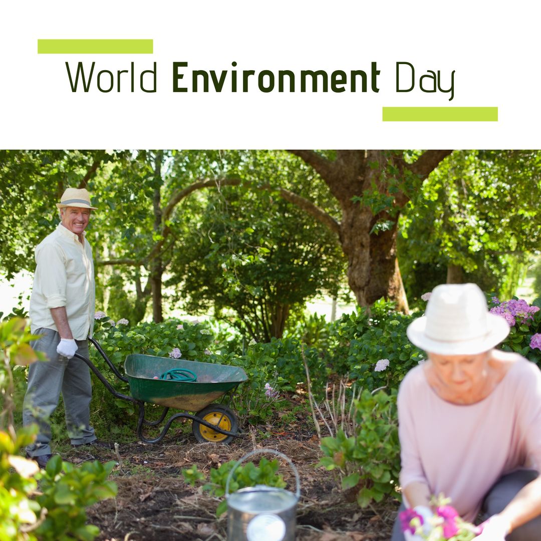 Senior Couple Gardening Together on World Environment Day