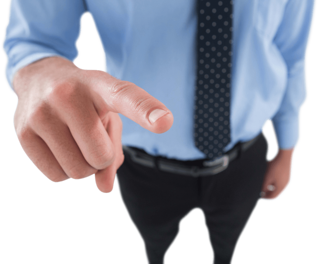 High Angle Transparent Businessman Touching Virtual Interface