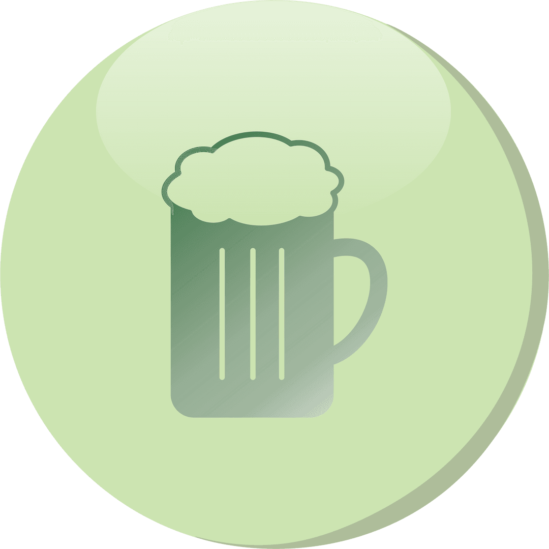 Transparent Green Circle with Beer Icon Illustration