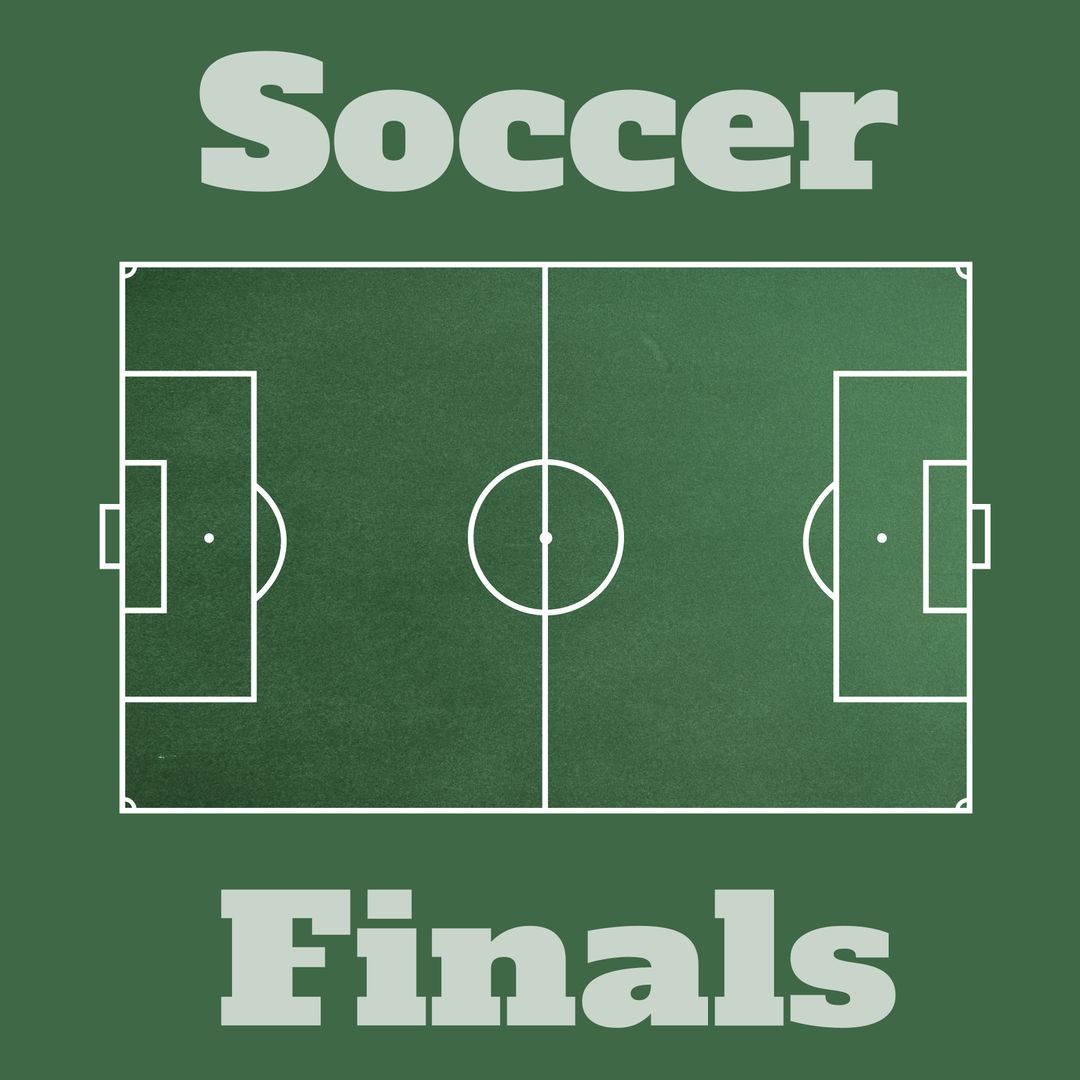 Soccer Finals Concept with Pitch Diagram on Green Background