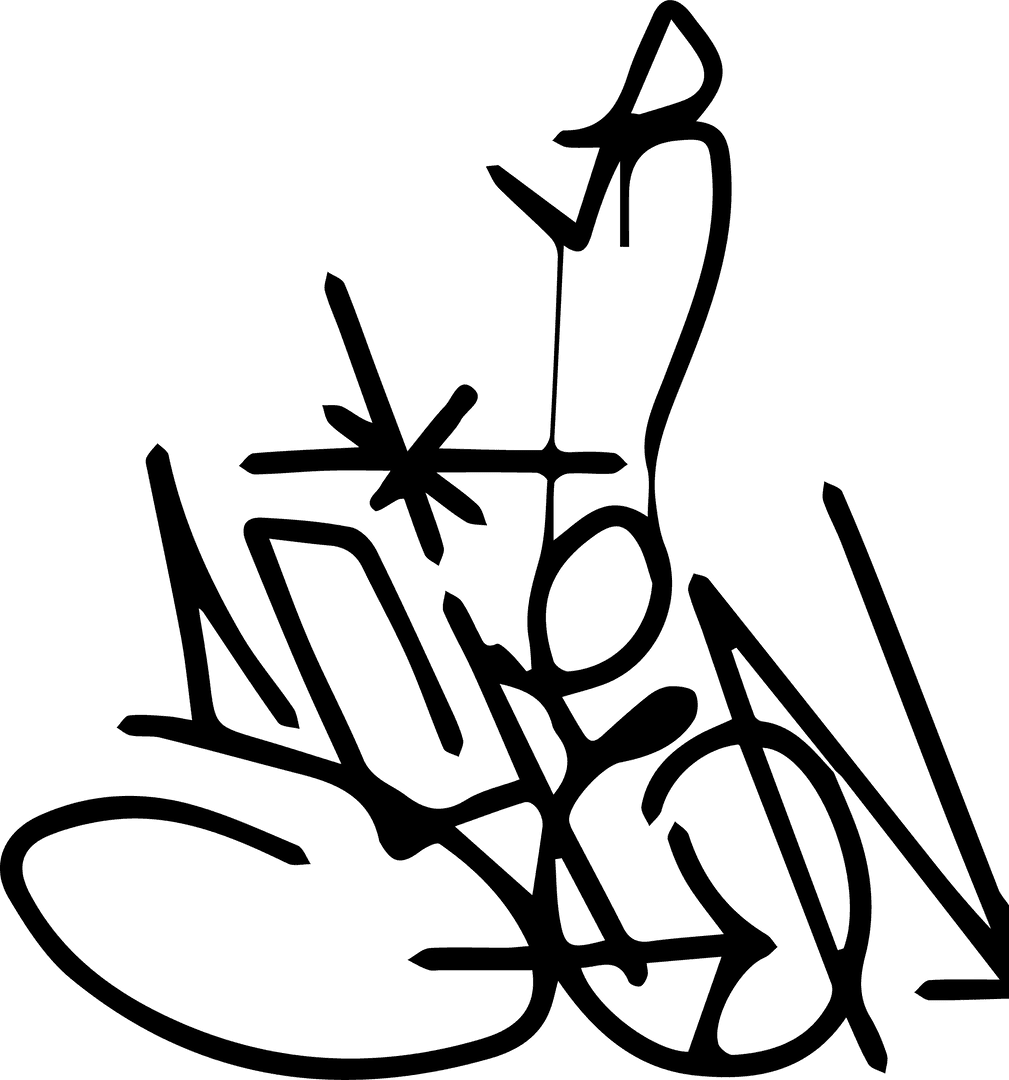 Abstract Black Calligraphic Graffiti with Transparent Background