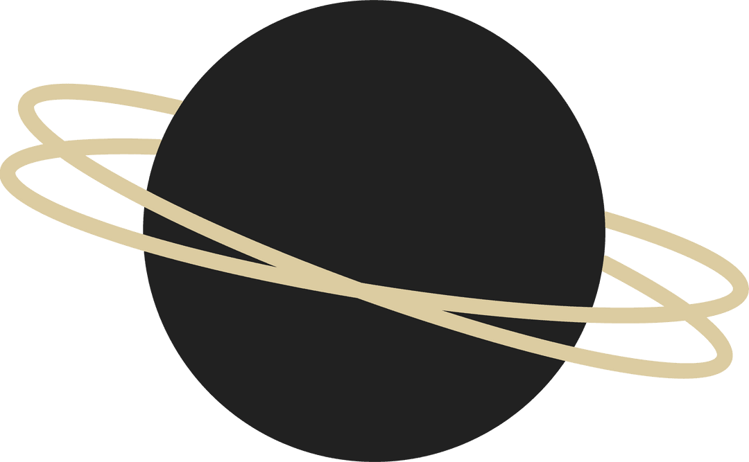 Minimal Art of Ringed Planet on Transparent Background