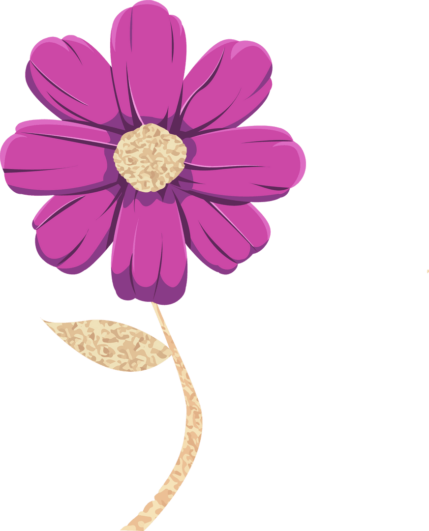 Magenta Flower with Textured Texture on Transparent Background